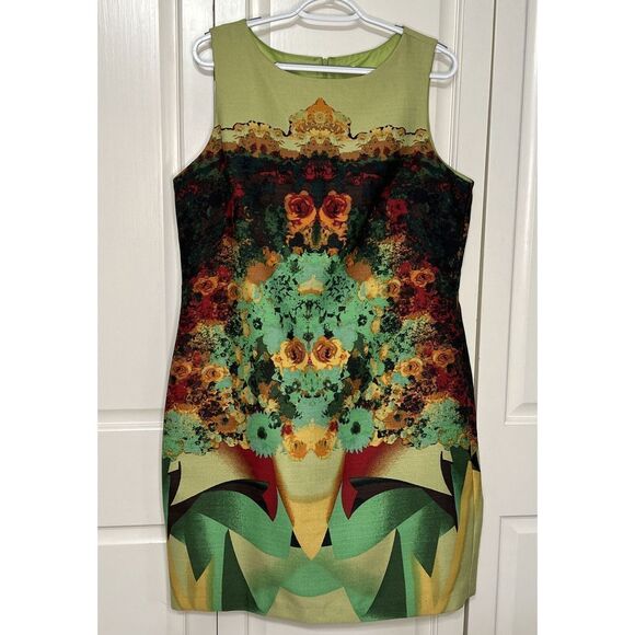 Julian Taylor Dress Green Floral Print Sleeveless Round Neck Multi-Color 14 - Picture 1 of 10